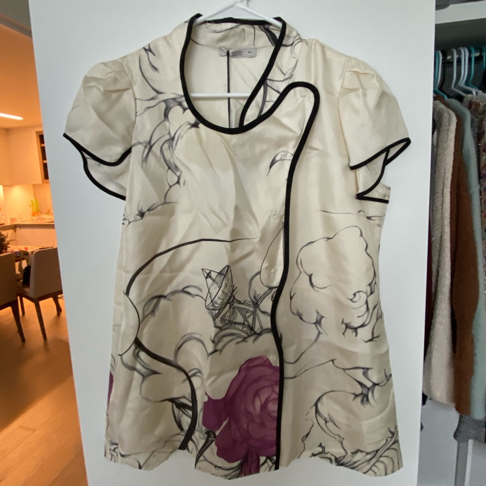 Prada Silk Blouse Kimono Style
